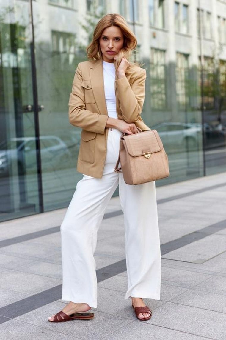 Plecak, beżowy, skóra ekologiczna, Peterson