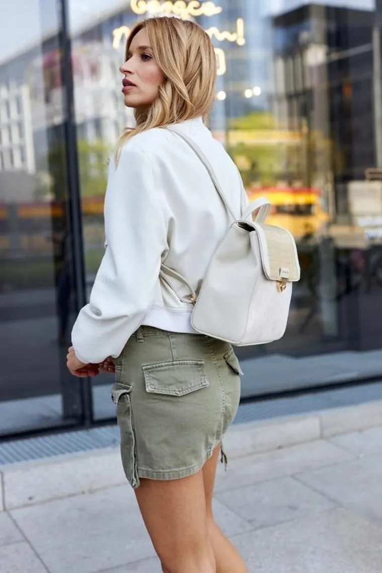 Plecak, beżowy, skóra ekologiczna, Peterson