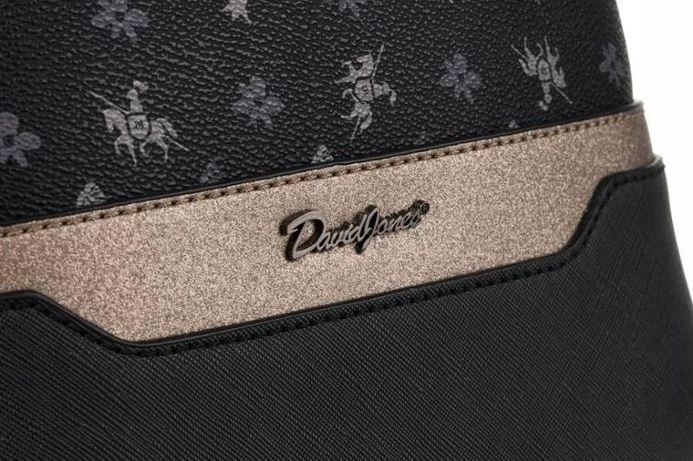 Plecak, czarny, skóra ekologiczna, David Jones