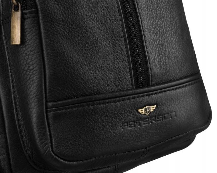 Plecak, czarny, skórzany, Peterson