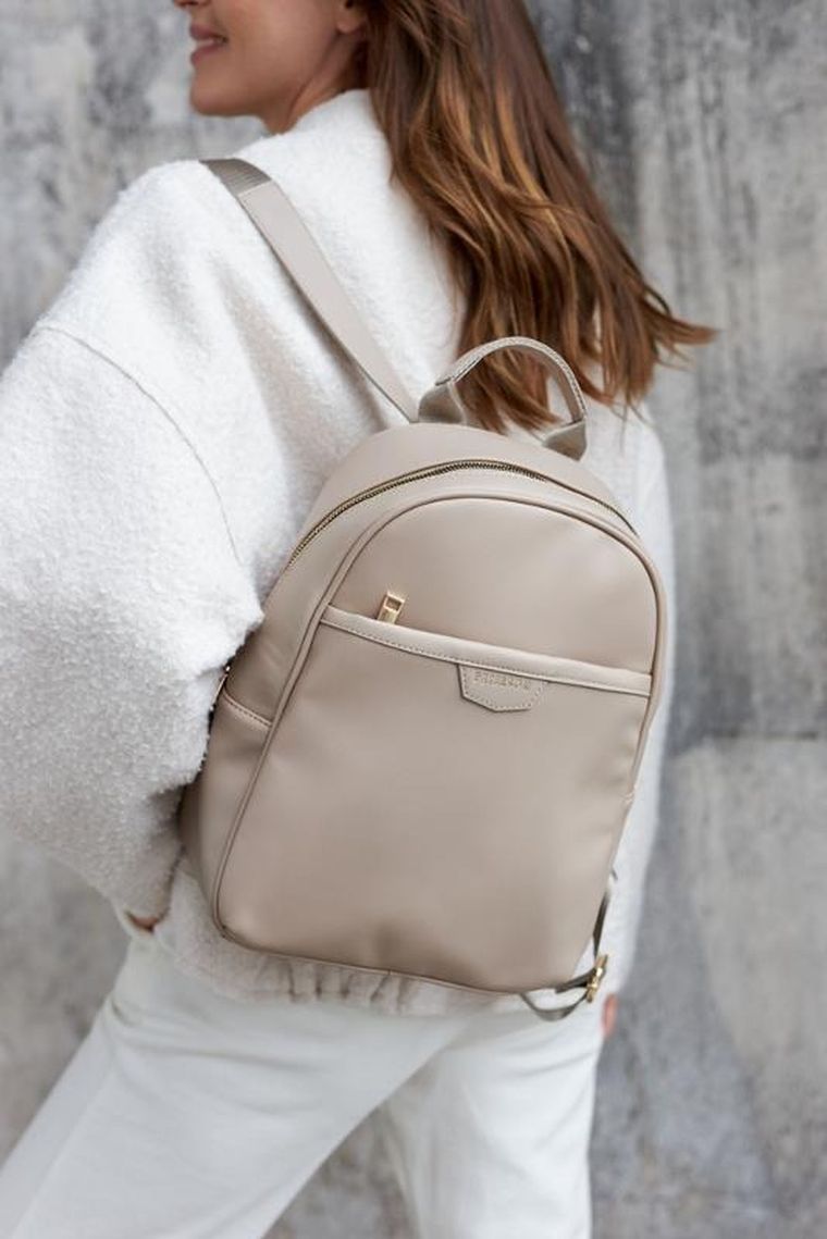 Plecak damski, beżowy, skóra ekologiczna, Peterson