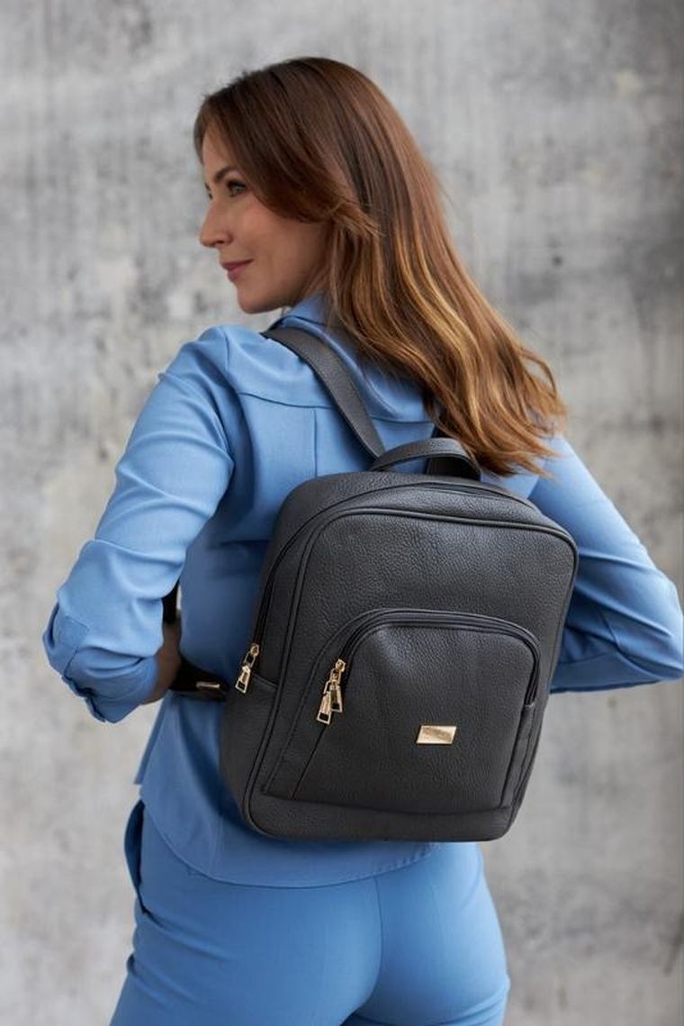 Plecak damski, szary, skóra ekologiczna, Peterson