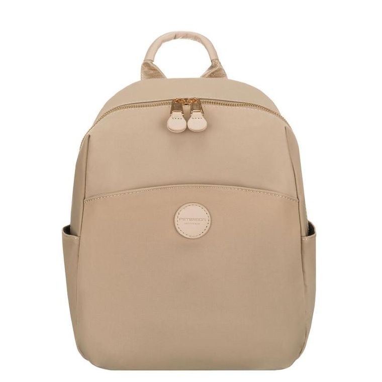 Plecak miejski, beżowy, skóra ekologiczna, Peterson