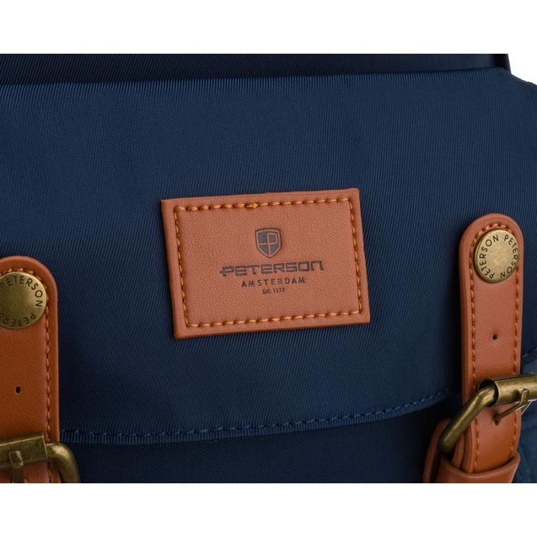 Plecak miejski, granatowo-brązowy, Peterson