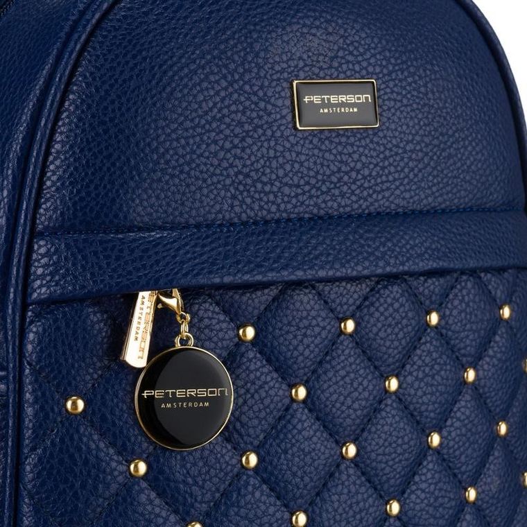 Plecak miejski, niebieski, skóra ekologiczna, Peterson
