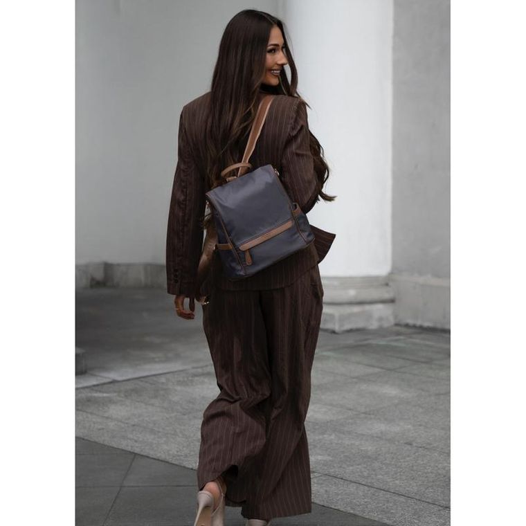 Plecak miejski, szary, skóra ekologiczna, Peterson