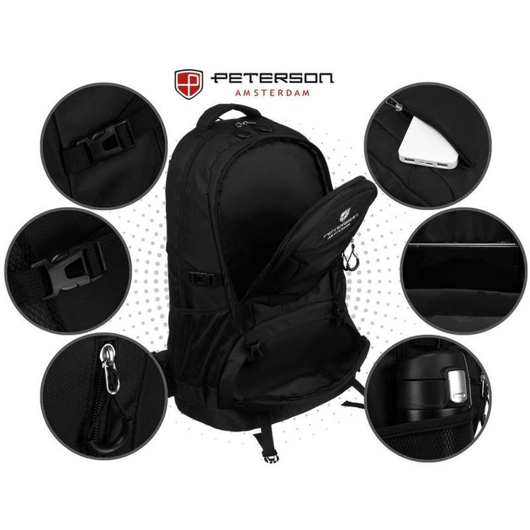 Plecak turystyczny, czarny, Petereson