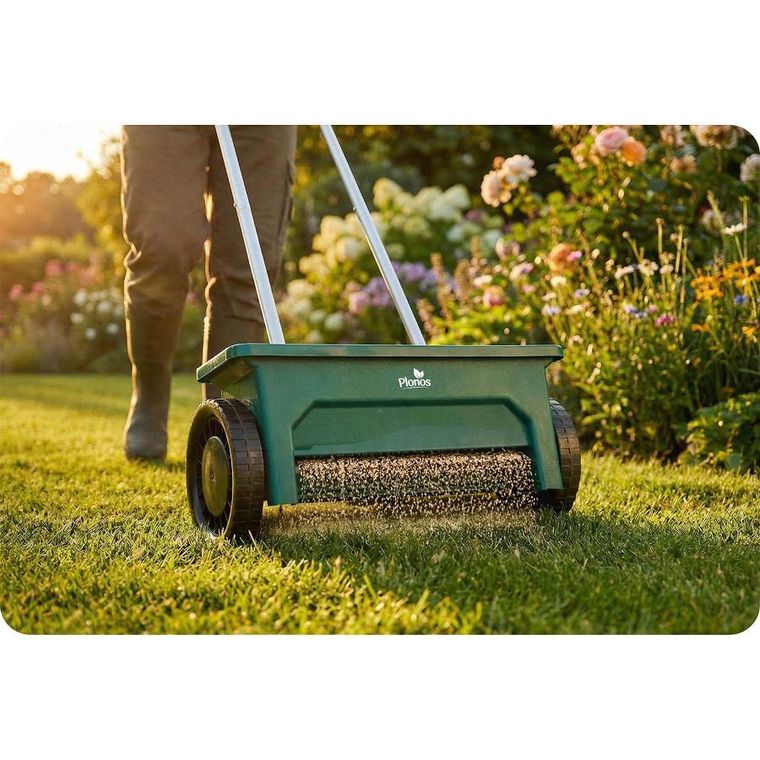 Plonos, siewnik do trawy, nasion, rozsiewacz nawozu, ręczny, 12l, PL-980