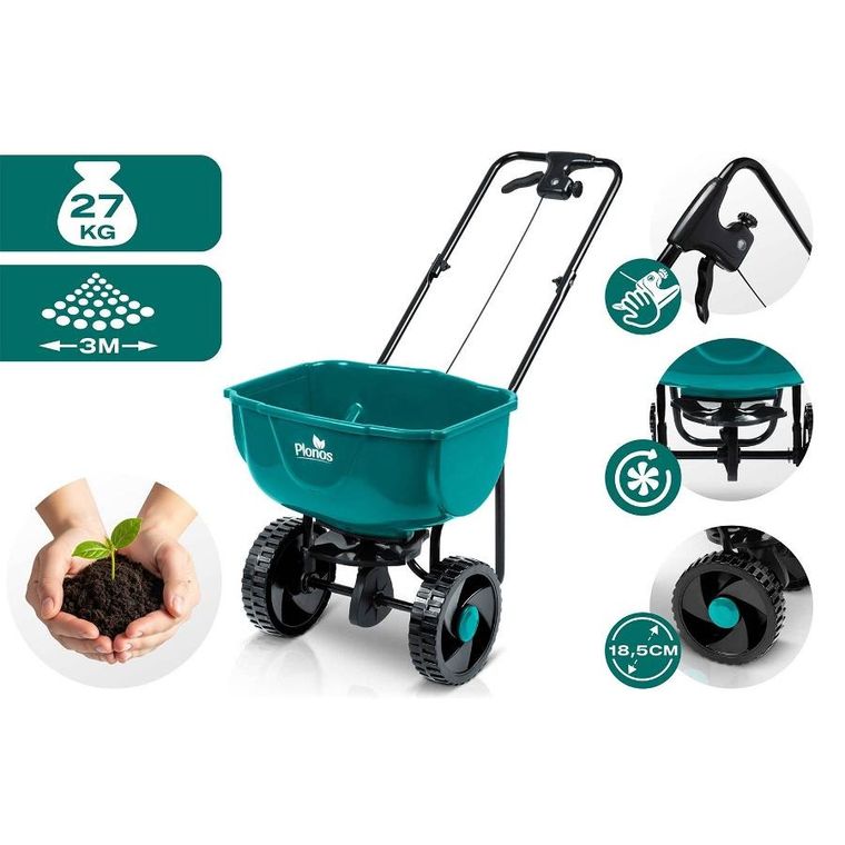 Plonos, siewnik do trawy, nasion, rozsiewacz, nawozu, ręczny, 27l, PL-981