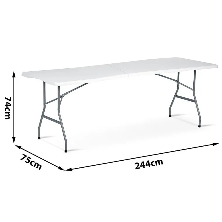 Plonos, stół cateringowy ogrodowy składany, biały, 244 cm