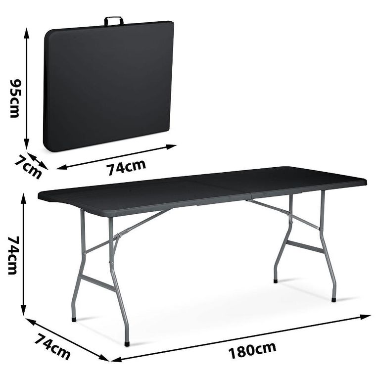 Plonos, stół cateringowy ogrodowy składany, czarny, 180 cm