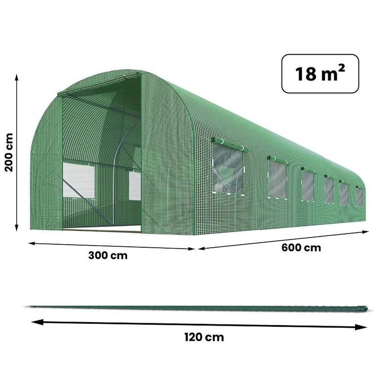 Plonos, tunel ogrodowy, 3-6m, 18m2, zielony