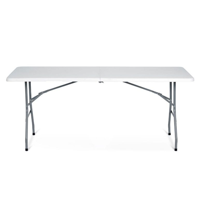 Plonos, zestaw cateringowy ogrodowy składany stół + 2 ławki, biały, 180 cm