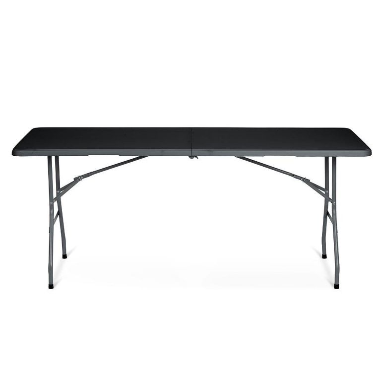 Plonos, zestaw cateringowy ogrodowy składany stół + 2 ławki, czarny, 180 cm