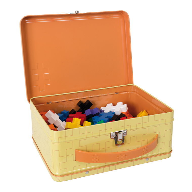 Plus-Plus, Walizeczka Big, metalowa walizeczka, żółta, klocki, 70 elementów