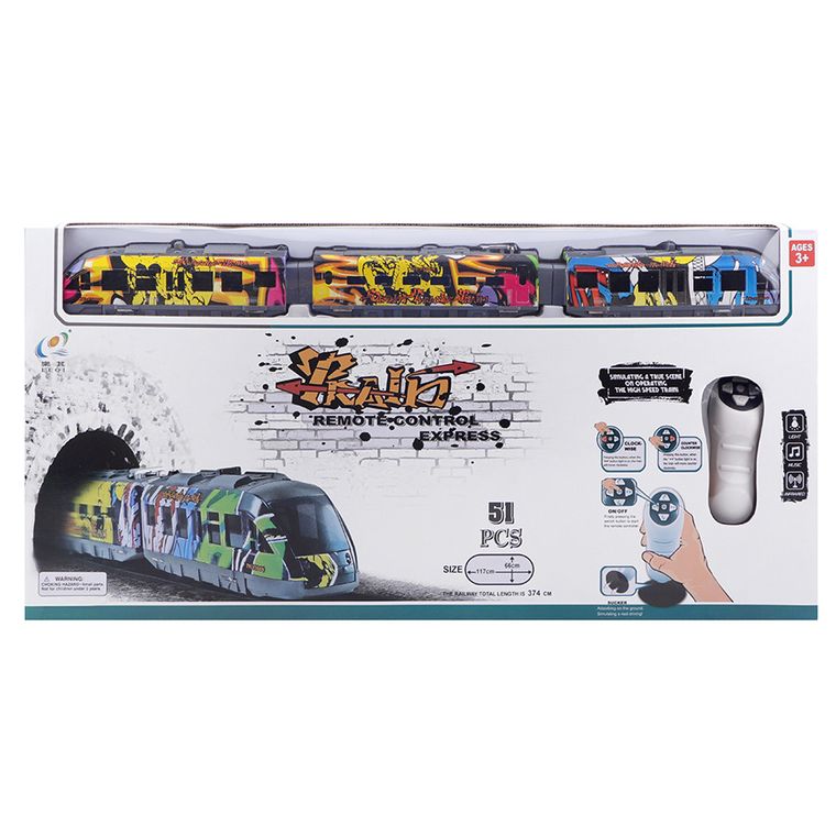 Pociąg, kolejka zdalnie sterowana, światło i dźwięk, 51 elementów