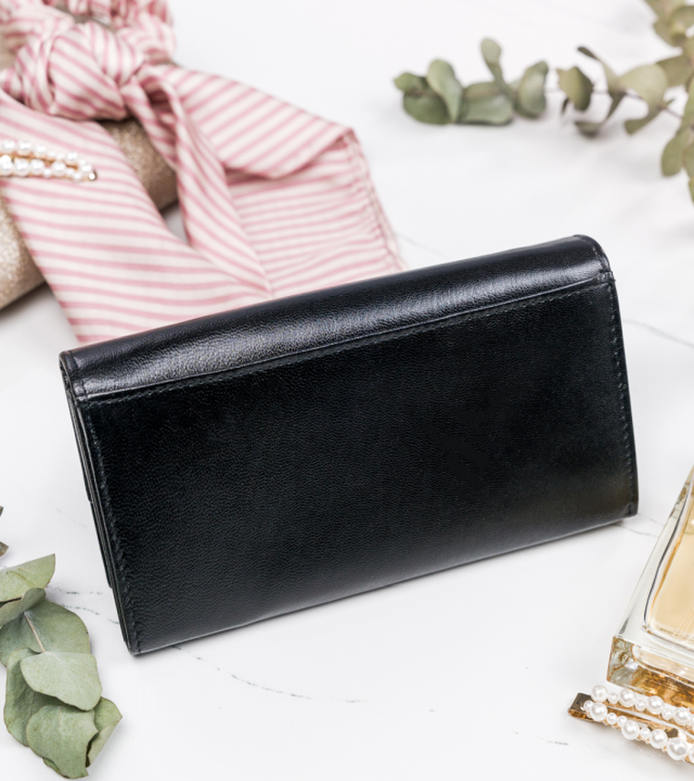 Podłużny portfel damski z bydlęcej skóry naturalnej, Cavaldi