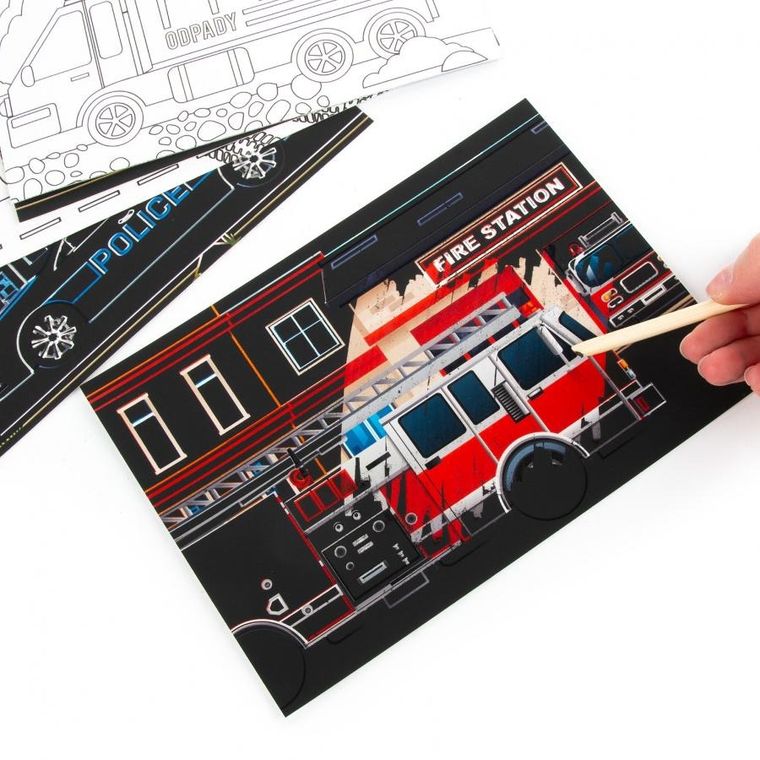 Pojazdy. Wydrapywanka z kolorowanką 2w1