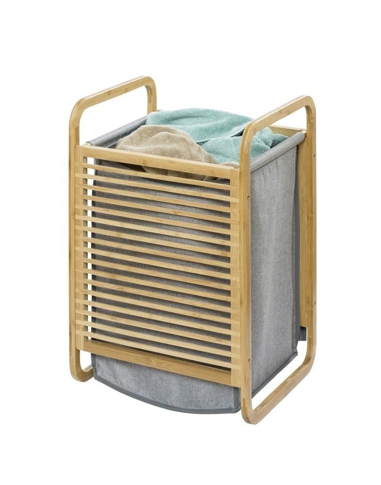 Pojemnik na pranie z bambusowym stelażem, 40-60-35 cm