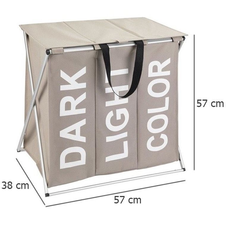 Pojemnik trójkomorowy na bieliznę, 118 l, 57-57-38 cm