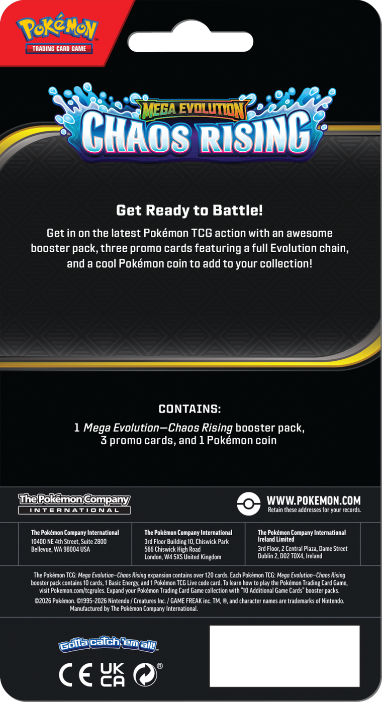 Pokemon TCG: Mega Evolution, Chaos Rising, Premium Checklane Blister, gra karciana, dodatek, 1 szt.