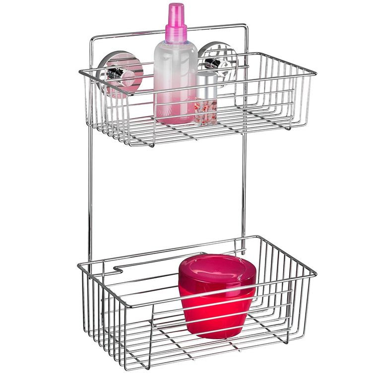 Półka łazienkowa, Bari, pod prysznic, vacuum-loc, 2 poziomy