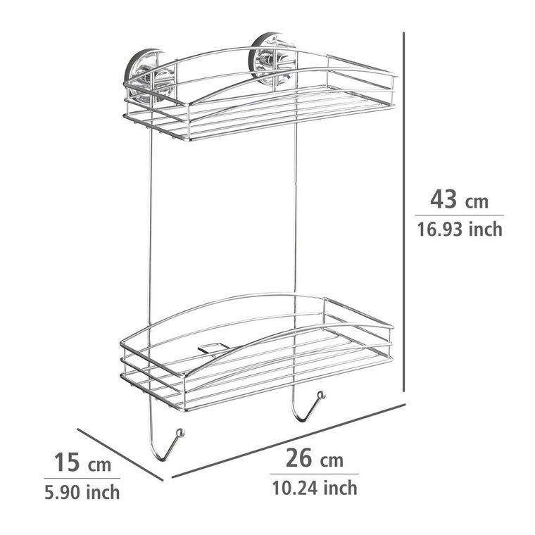 Półka łazienkowa, dwupoziomowa, mocowanie Vacuum-Loc