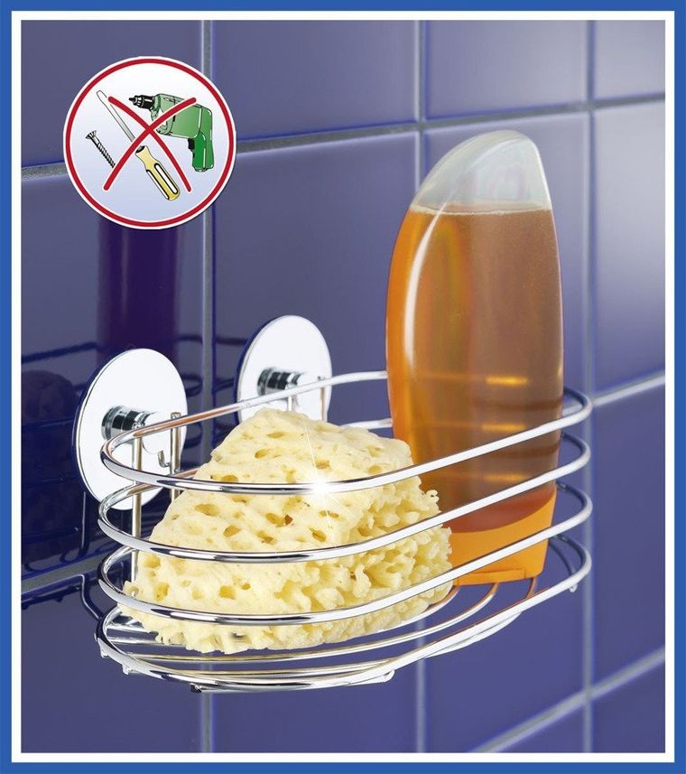 Półka łazienkowa, koszyk turbo-loc, stal chromowana