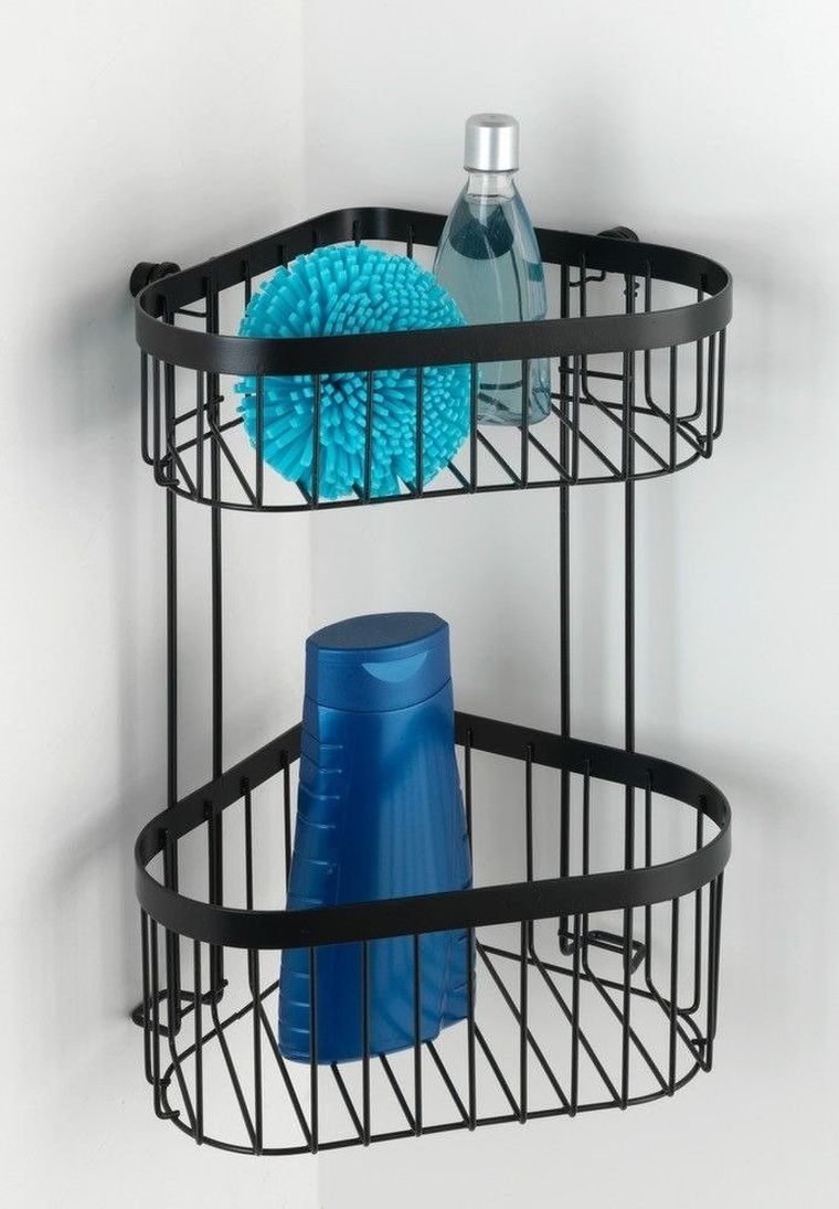 Półka narożna, dwupoziomowa, classic plus, czarny