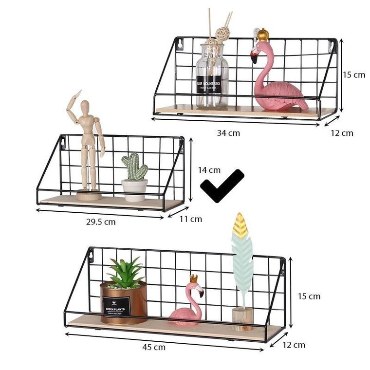 Półka ścienna z drążkiem, styl Loft, czarna, 29,5 cm