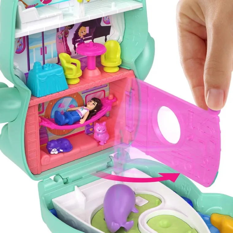 Polly Pocket, Koci rejs, zestaw kompaktowy, laleczka i akcesoria