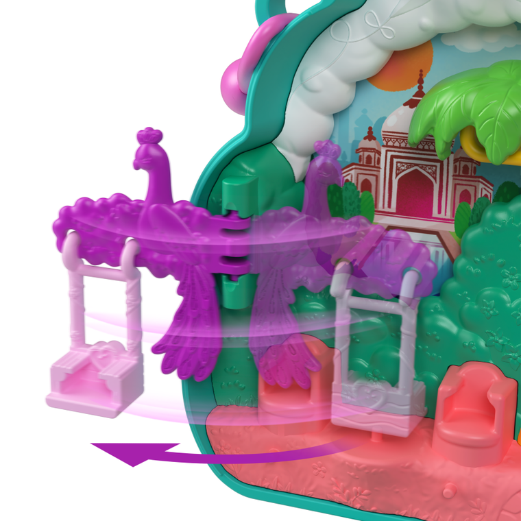 Polly Pocket, Ogród Pawia, kompaktowy zestaw do zabawy z figurkami i akcesoriami