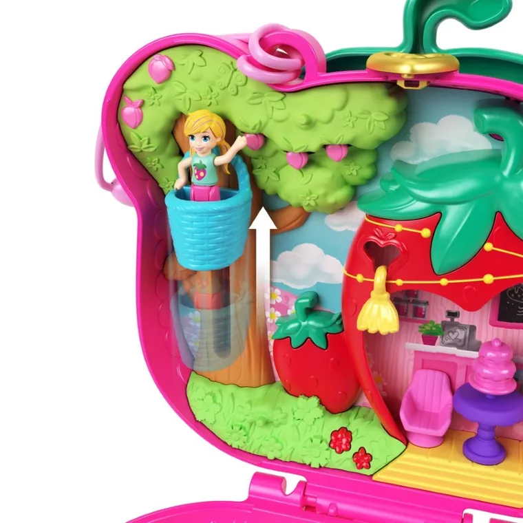 Polly Pocket, Truskawkowy miś, kompaktowy zestaw do zabawy z figurkami i akcesoriami