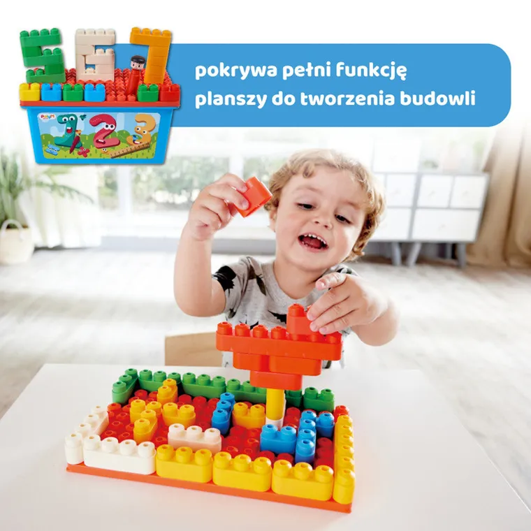 PolyM, Licz i baw się, Laweta, klocki konstrukcyjne w aucie, 114 elementów