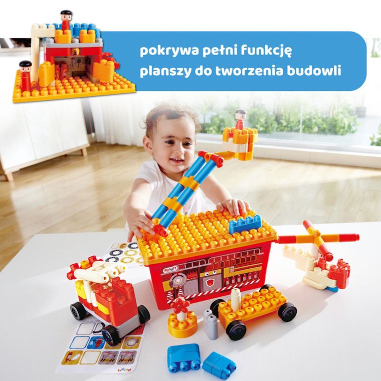 PolyM, Straz pożarna, klocki konstrukcyjne w aucie, 106 elementów