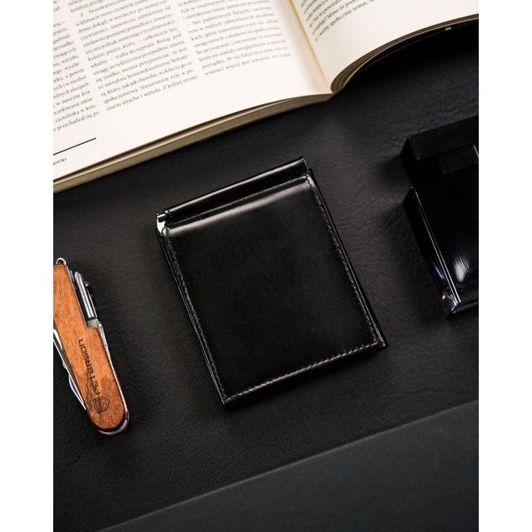 Portfel, banknotówka, czarny, skórzany, Rovicky