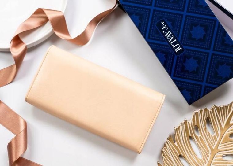 Portfel, beżowy, skóra ekologiczna, RFID, Cavaldi