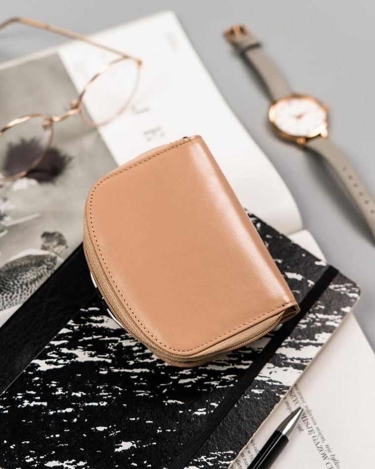 Portfel, beżowy, skórzany, Lorenti