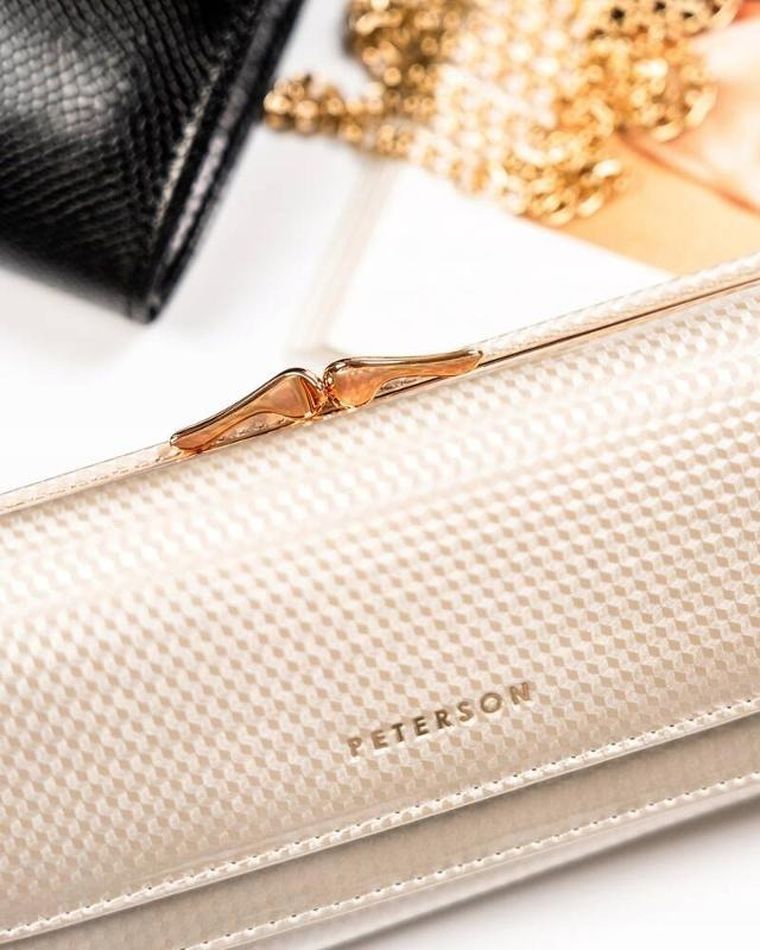 Portfel, beżowy, skórzany, Peterson
