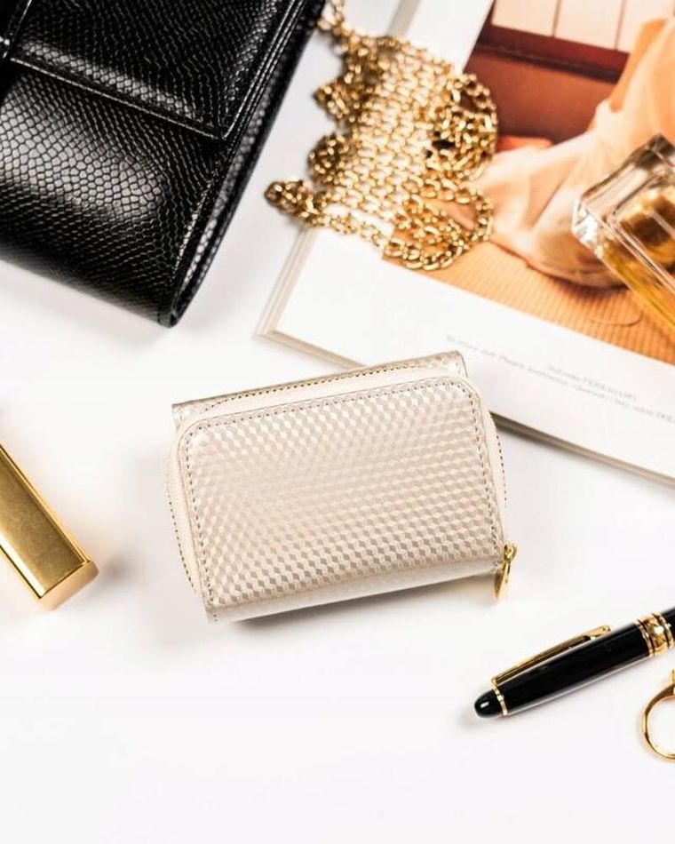 Portfel, beżowy, skórzany, Peterson