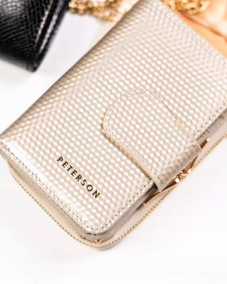 Portfel, beżowy, skórzany, Peterson