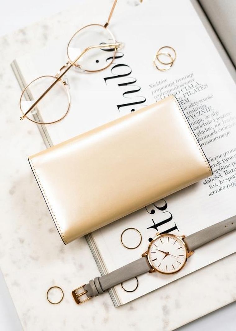 Portfel, beżowy, skórzany, Peterson