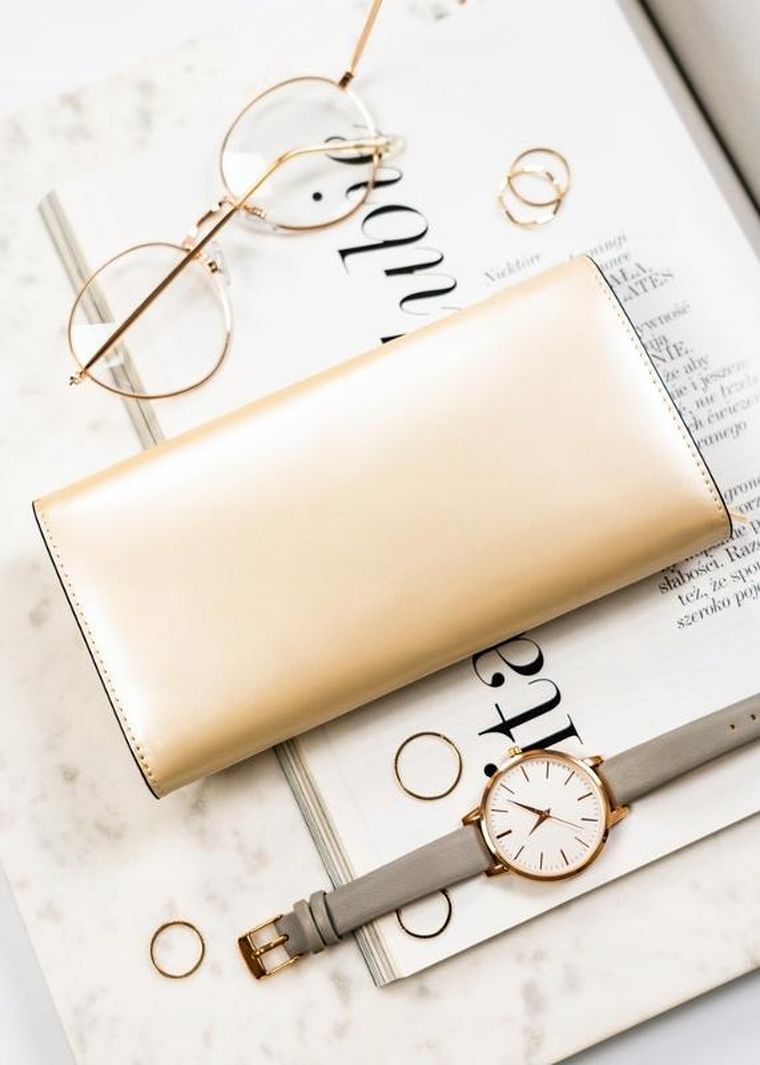 Portfel, beżowy, skórzany, Peterson