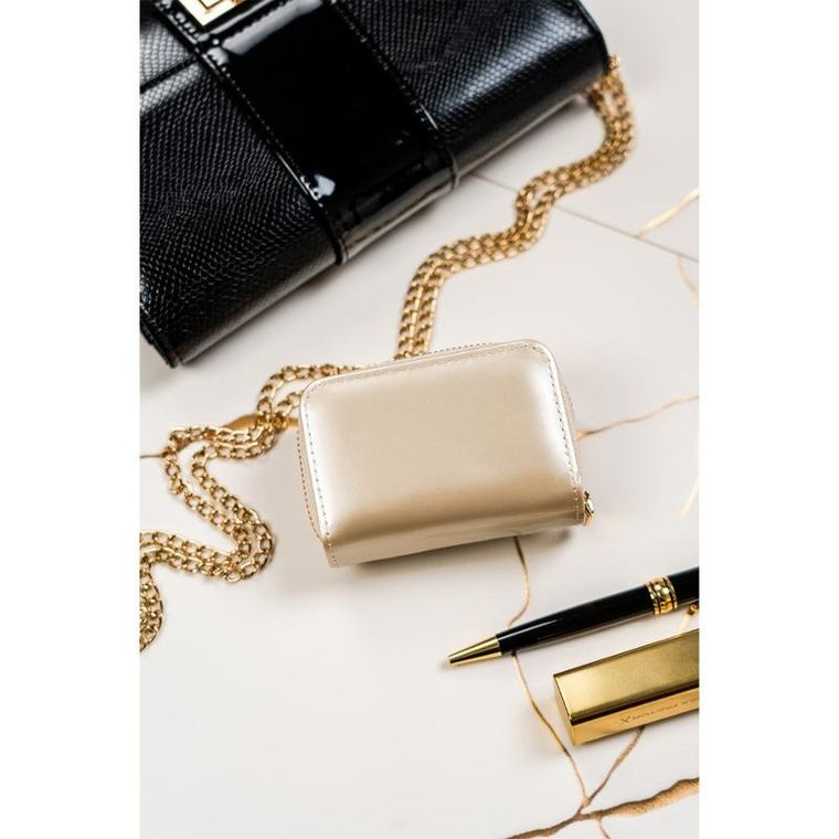 Portfel, beżowy, skórzany, Peterson