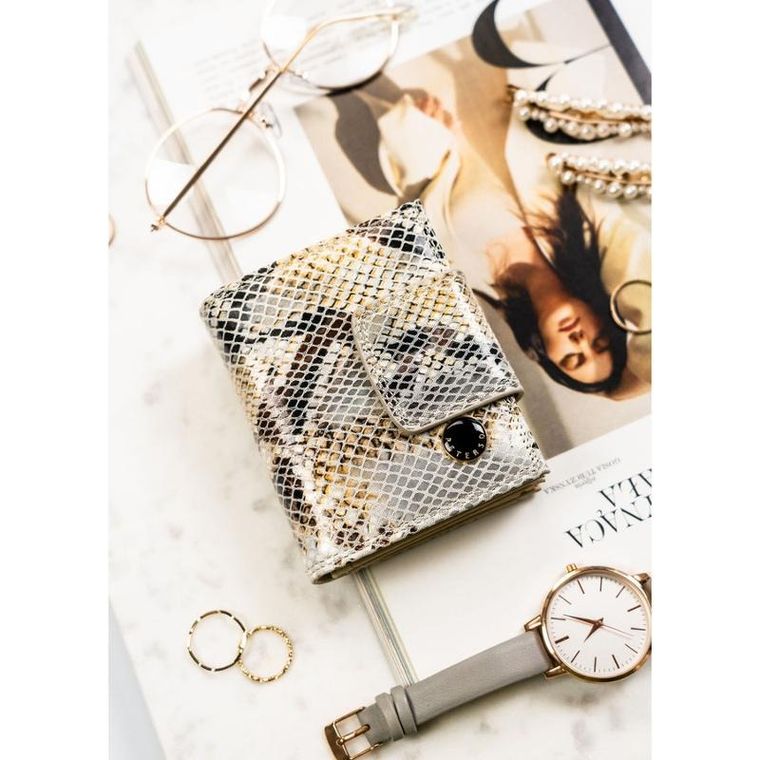 Portfel, beżowy, skórzany, Peterson