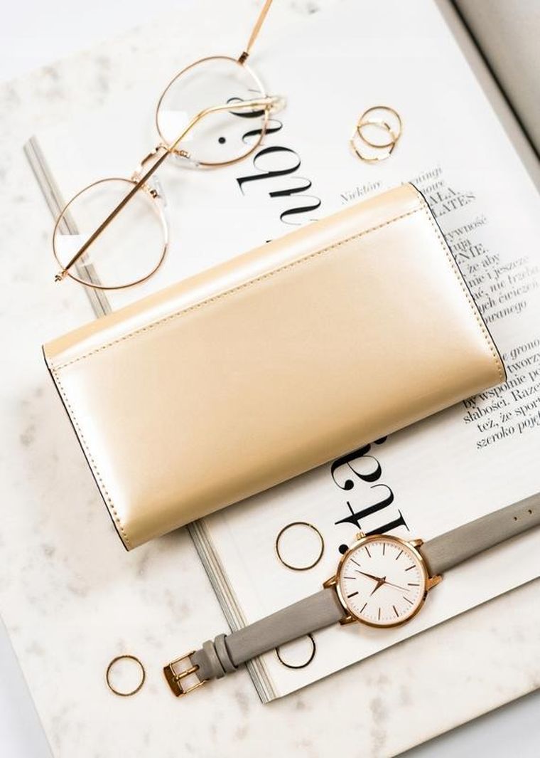 Portfel, beżowy, skórzany, RFID, Peterson