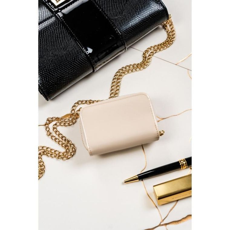 Portfel, beżowy, skórzany, RFID, Peterson