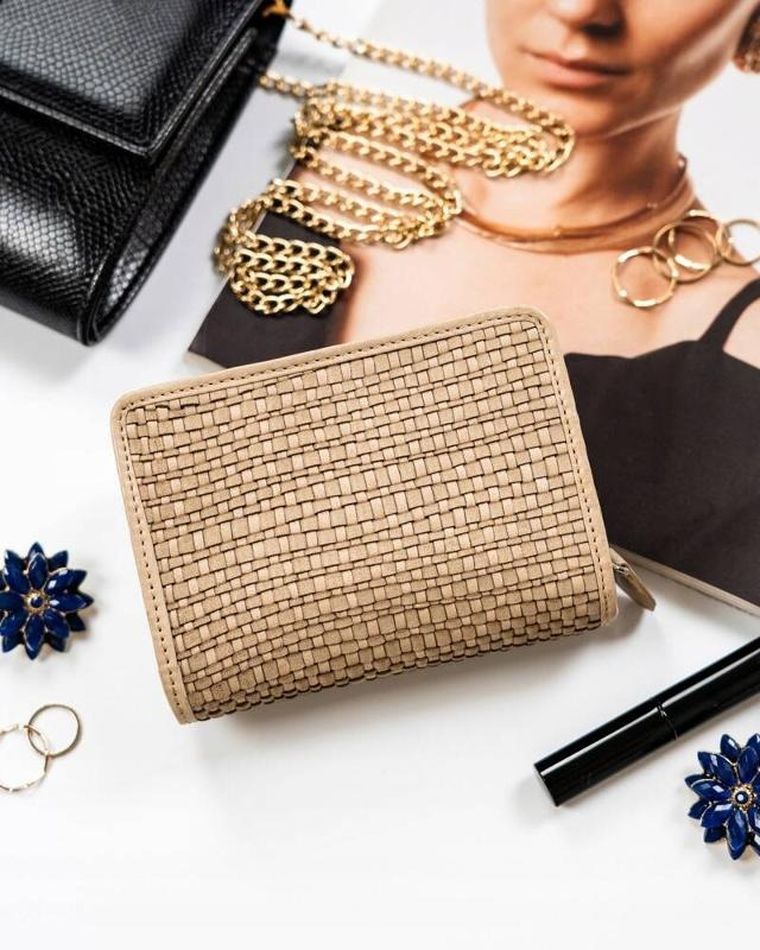 Portfel, beżowy, skórzany, RFID, Rovicky