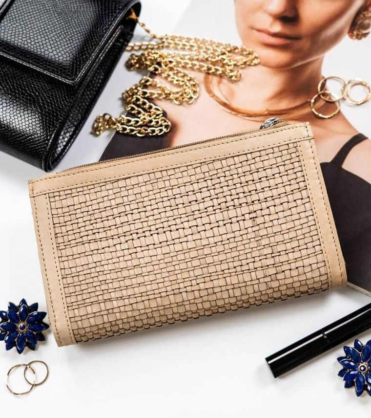 Portfel, beżowy, skórzany, RFID, Rovicky