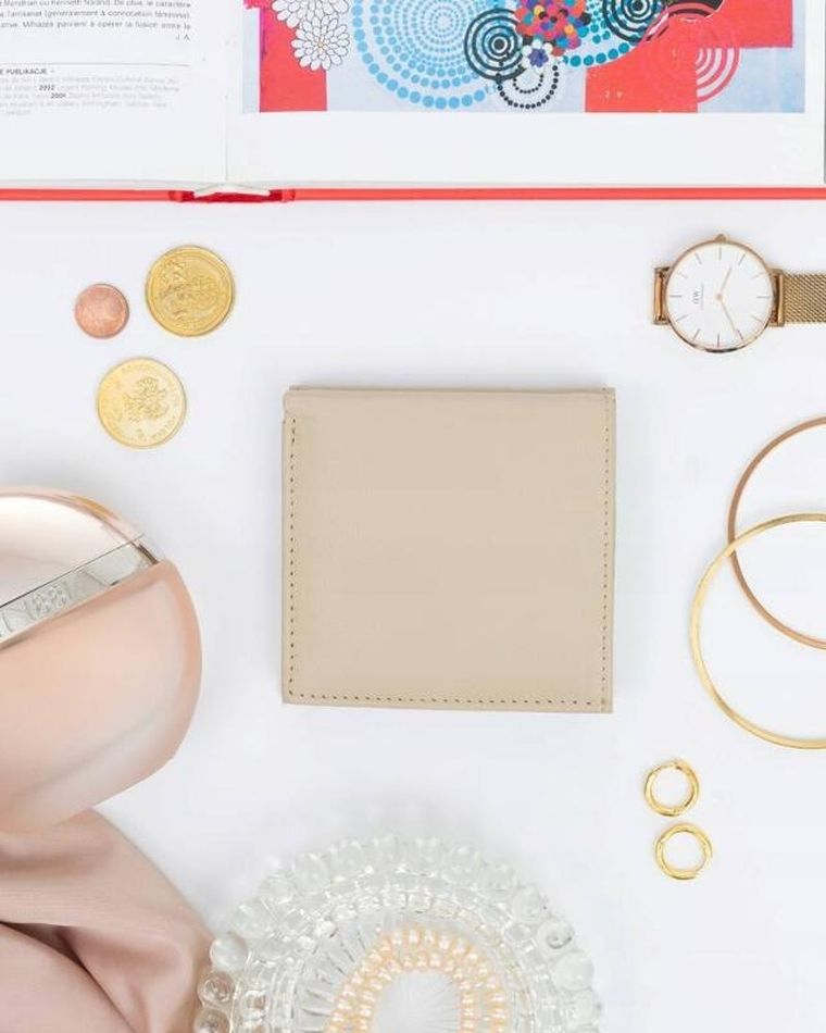 Portfel, beżowy, skórzany, Rovicky